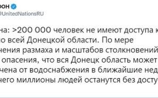 Больше 200 тыс. человек в Донецкой области не имеют доступа к воде